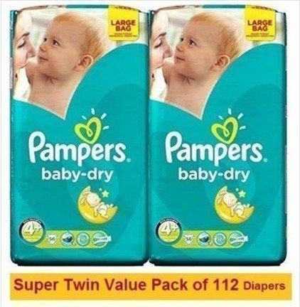 PAMPERS BABY DRY N4+(9-18KG)Super Twin Value Pack 112PCS